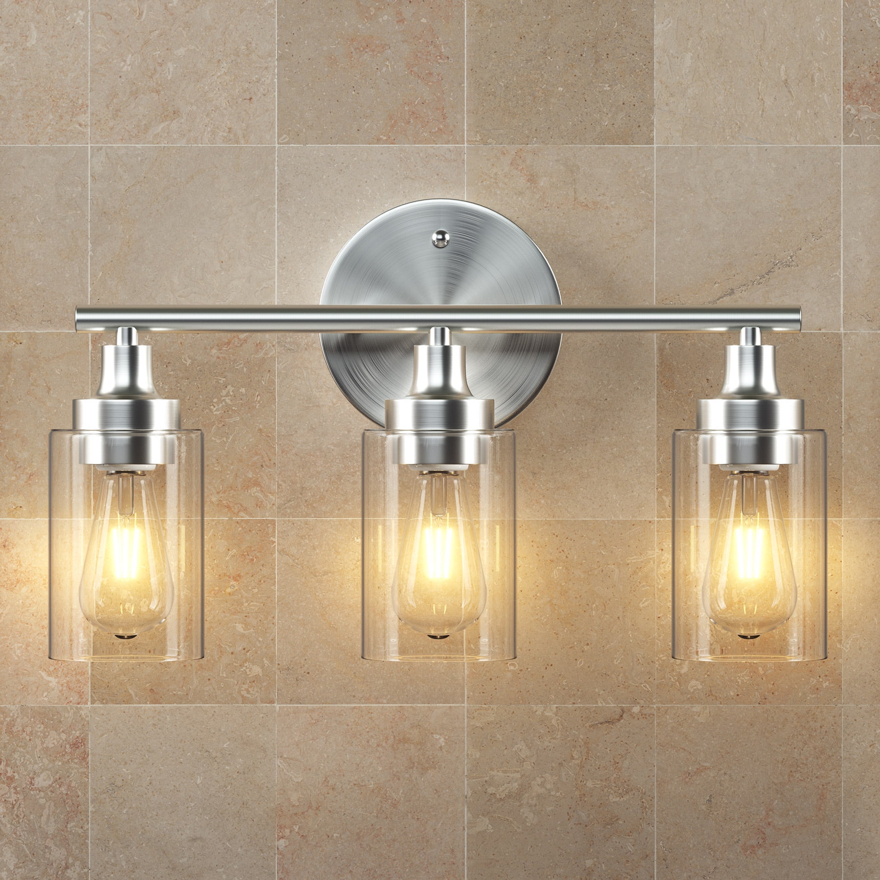 3 Light Wall Sconce Dimmable Vanity Light Fixture for Max 60W E26 Bulbs Nickel