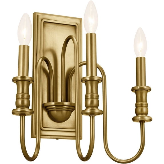 52473NBR Kichler Lighting Karthe - 3 Light Wall Sconce In Homestead Style-14.5 Inches Tall and 9.5 Inches Wide-Natural Brass Finish