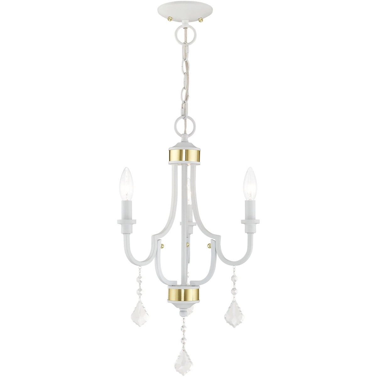 Eleganza Mini 3-Light Crystal Chandelier with White Finish