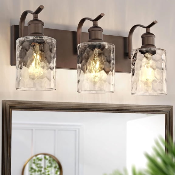 3 Light with Bathroom Vanity Light,Hammered 3 Light, Oil-Rubbed Bronze