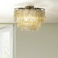 thumbnail image 1 of 3-Lights Antique Bronze Tiered Capiz Ceiling Light in Seashell Accents Chandelier, 1 of 8