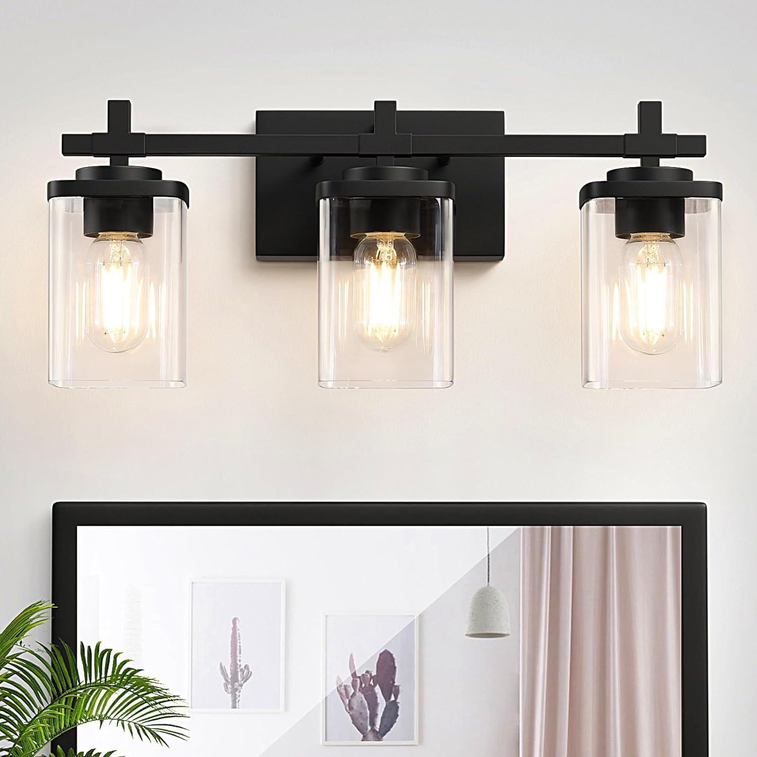 3-Lights Bathroom Vanity Light Fixtures Over Mirror, Modern Black ...
