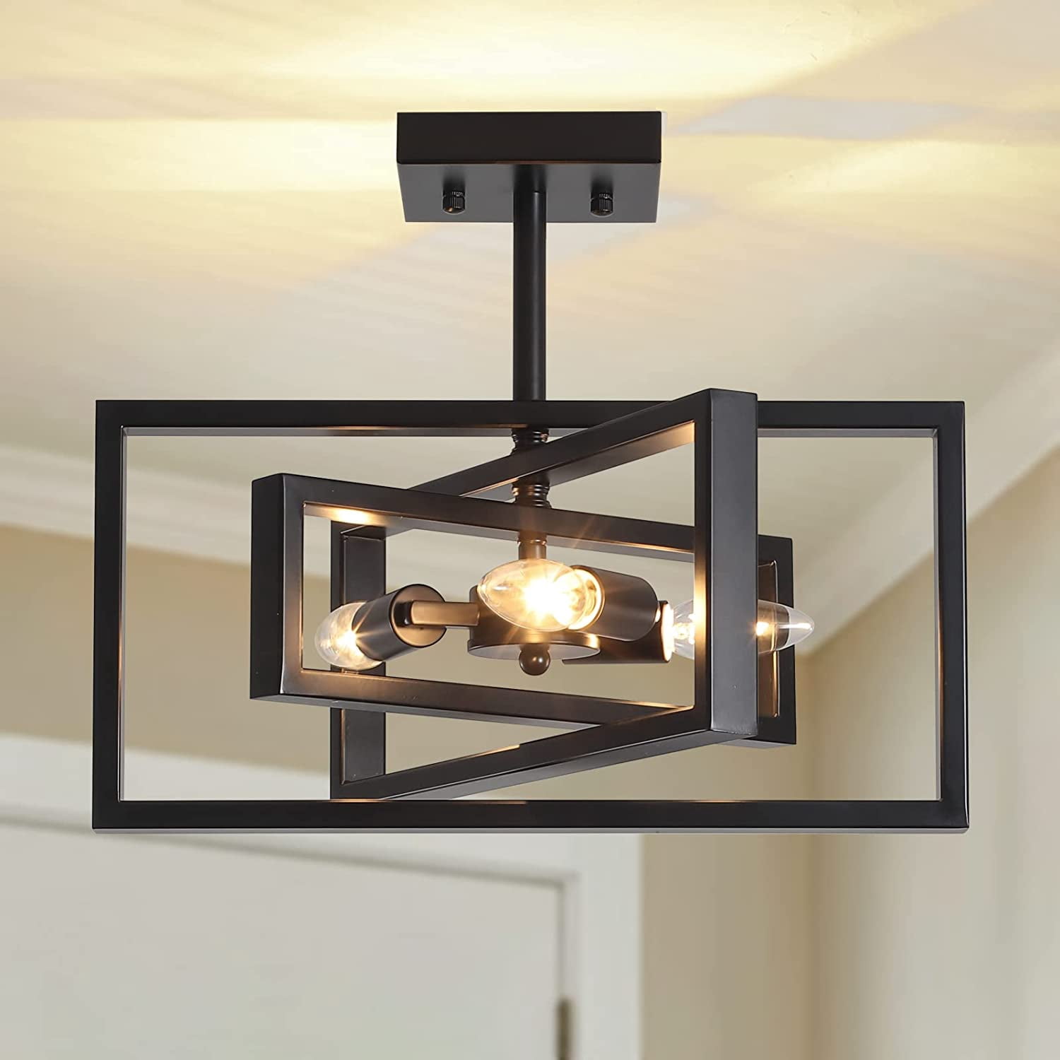 Visual Reference: 3 Lights Black Industrial Ceiling Light Rustic Vintage Farmhouse