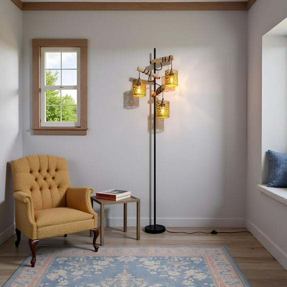 3 Lights Boho Floor Lamps For Bedrooms, Living rooms Tree Standing Lamp