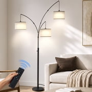 UNTIMATY 3 Lights Floor Lamp, 82" Extra Tall Arc Floor Lamp with Remote Control, Dimmable Standing Lamp with 3 Color Temperatures and 3 LED Bulbs for Living Room, Black