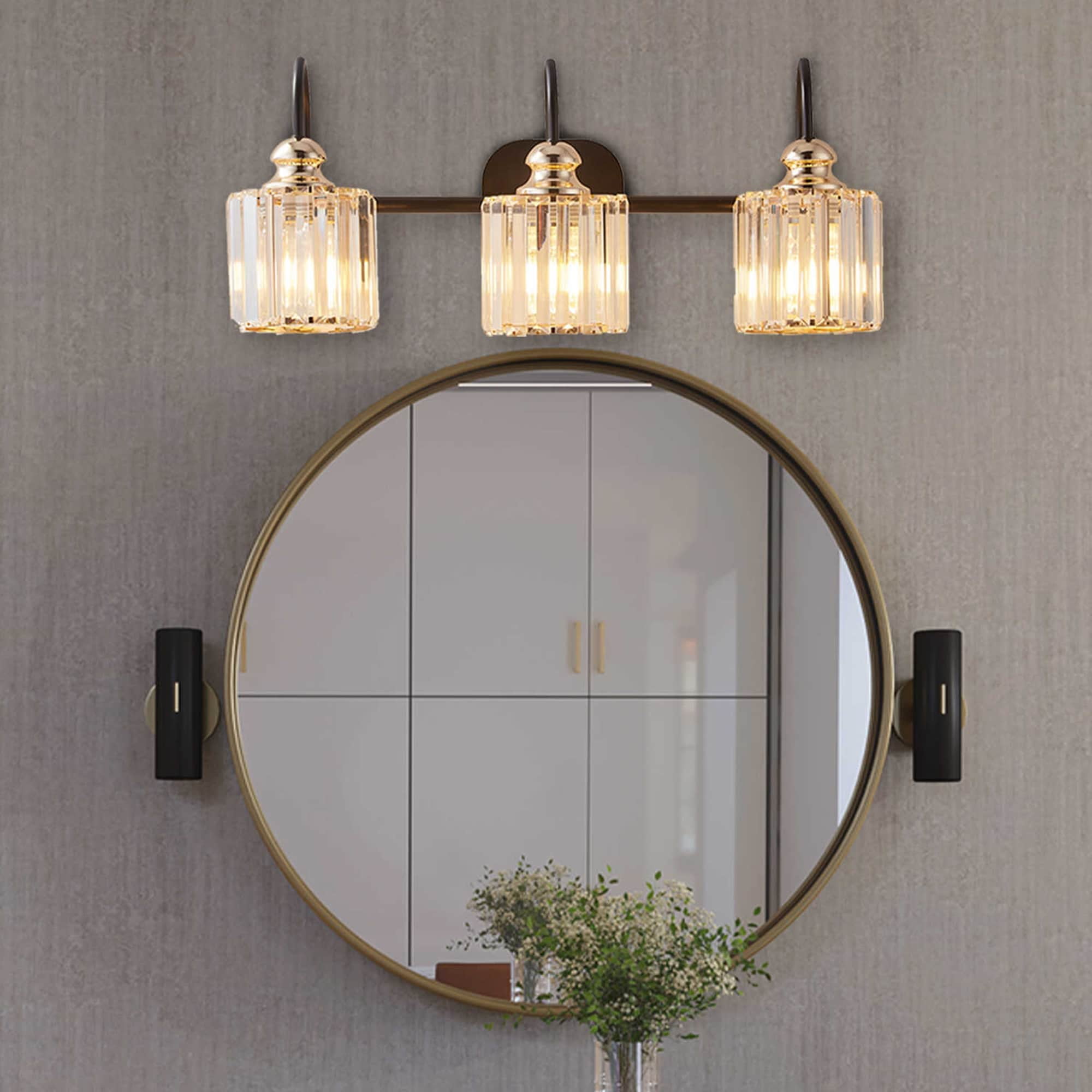 3 Lights Modern Wall Mounted Bathroom Over Mirror Light With Glass Lampshade 23.13