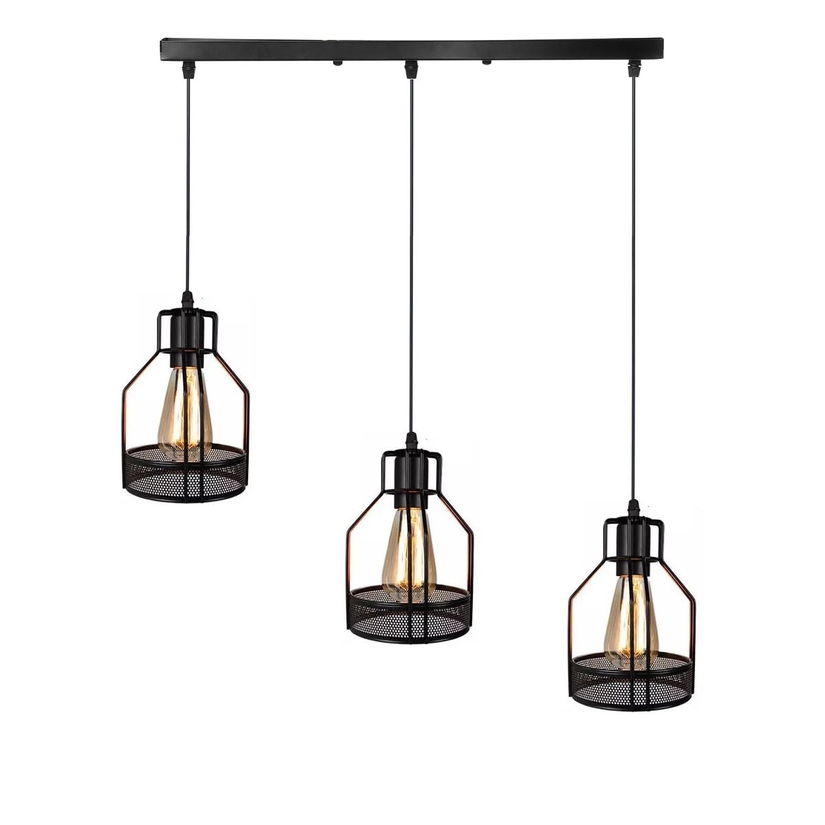 3Lights Rustic Pendant Light, Industrial Pendant Lighting, Licperron