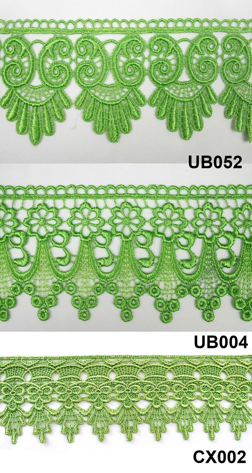 3" Lime Green Embroidered Venice Lace Trim Floral Guipure Trimming By Yard