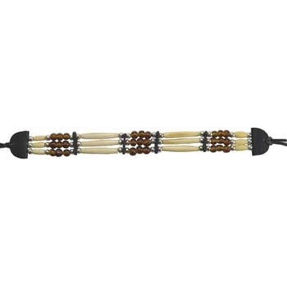 3 Line Brown Beaded Bone Choker | Trending Now