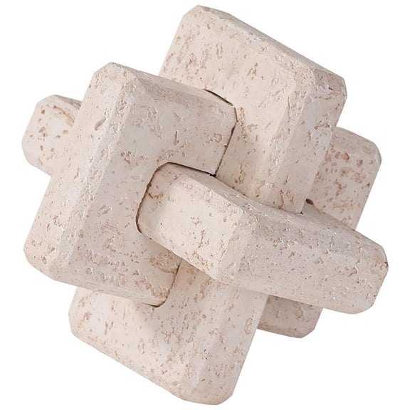 3-Link Knot Travertine Decor, Coffee Table Decor, Book Shelf Entry Table Decoration,Interlocking Cube Ornament