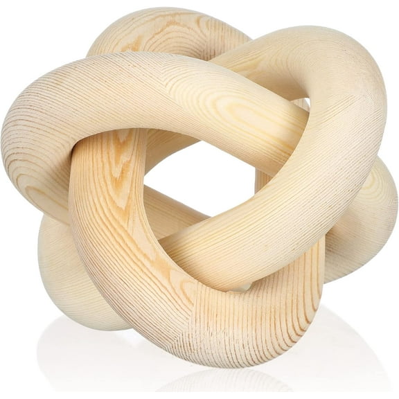 3 Link Wood Knot Decor Rustic Home Décor Accents Hand Carved Coffee Table Decoration, Boho Chain Link Decoration, Modern Shelf, Rustic Objects for Home Living Room Bedroom