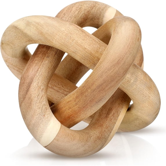 3 Link Wood Knot Decor Rustic Home Décor Accents Hand Carved Coffee Table Decoration, Boho Chain Link Decoration, Modern Shelf, Rustic Objects for Home Living Room Bedroom