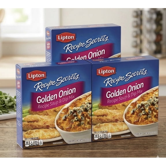 3 - Lipton Golden Onion Recipe Soup & Dip Mix, 2.6 oz ( 3 Pack - 6 Envelops )