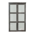 thumbnail image 1 of 3-Lite Tempered Frosted Glass Bypass Sliding Closet Door with Hardware Kit, Solid Core MDF Wood & PVC Covered, Finished, Iron Age, 1 of 1