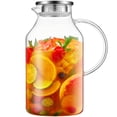 thumbnail image 1 of 3 Liter 101 Oz Glass Pitcher With Lid And Handle  Water For Fridge Carafe Hot/cold Iced Tea Large Jug Coffee Juice Homemade Beverage, 1 of 8