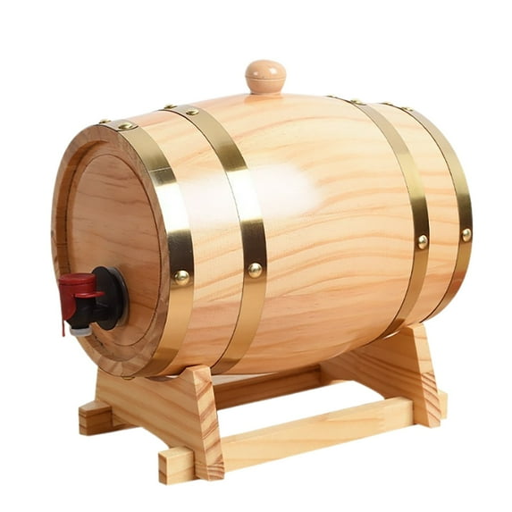 3 Liter Oak Barrel with Stand Wooden Barrel Vintage Tequila Rum Dispenser Making Barrels for Home Table Display Decoration Entertaining (3 Liters)