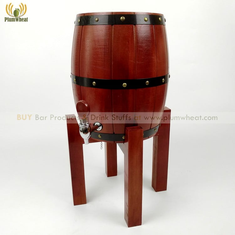 3 Liters Pine Oak Wood Beer Barrel Dispenser Stainless Steel Liner Wine