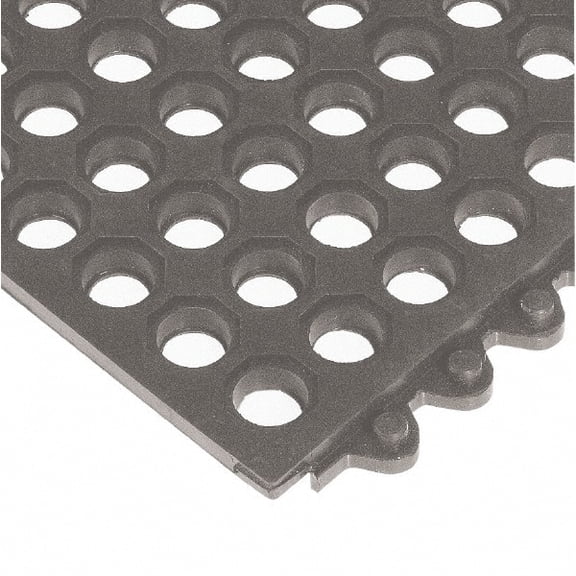 Wearwell Interlock Drainage Mat,Black,3 ft.x3 ft. 572