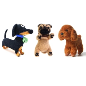 3 Lovely Dog Needle Felting Kits for Beginners - We Are Friends - 4 inch DIY Craft Kit for Christmas Day