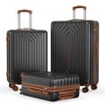 thumbnail image 1 of 3 Luggage Sets ABS Hardshell Suitcase Set with TSA Lock Durable Spinner Wheels Suitcase,Black&Brown, 1 of 9