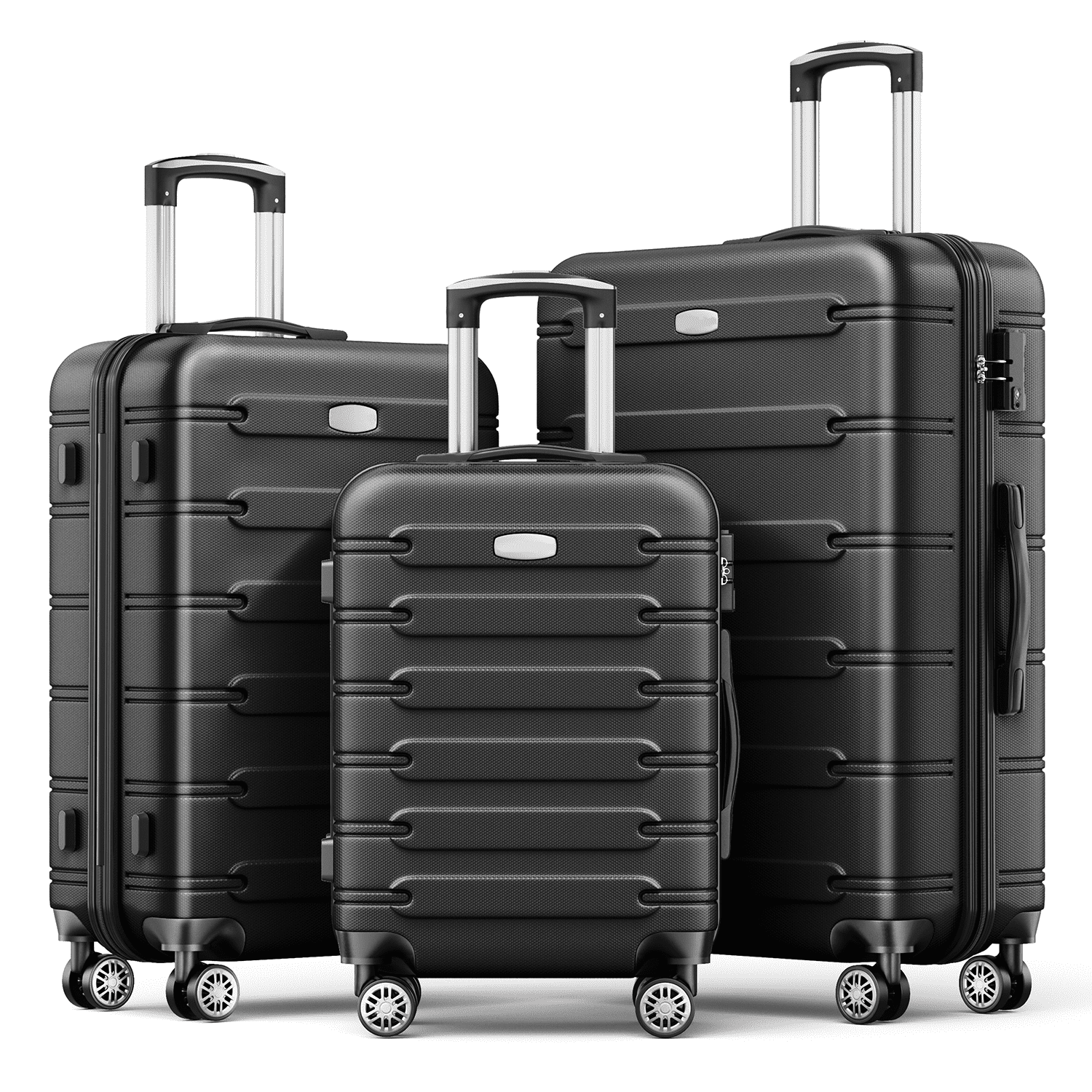 3 Luggage Sets ABS Hardshell Suitcase Set with TSA Lock Durable Spinner