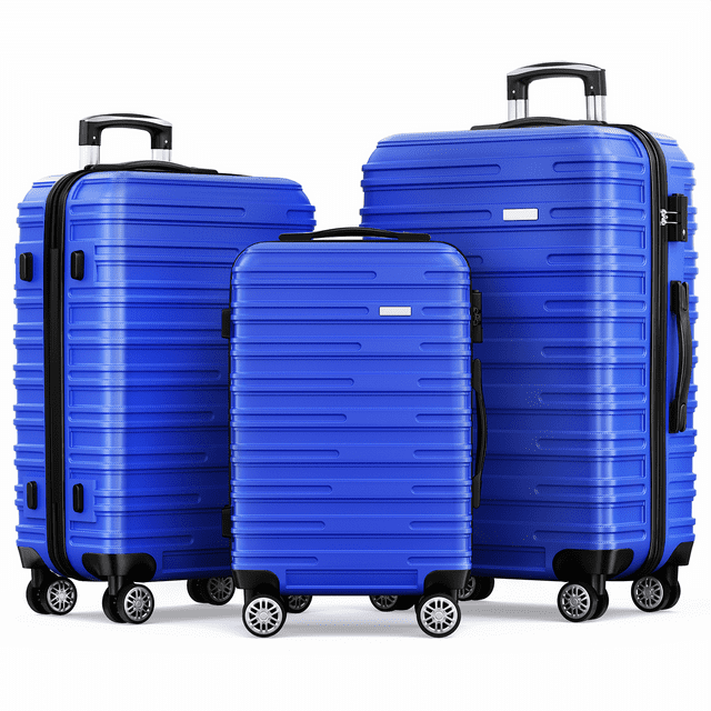 3 Luggage Sets ABS Hardshell Suitcase Set with TSA Lock Durable Spinner