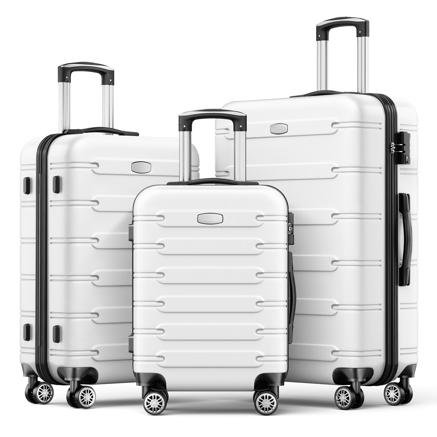 3 Luggage Sets ABS Hardshell Suitcase Set with TSA Lock Durable Spinner