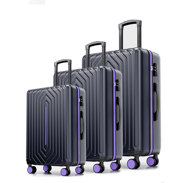 3 Luggage Sets ABS Hardshell Suitcase Set with TSA Lock Durable Spinner