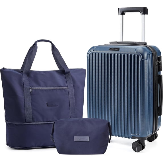 3- Luggage Sets, Expandable Carry Luggage 22x14x9 Airline Approved ...
