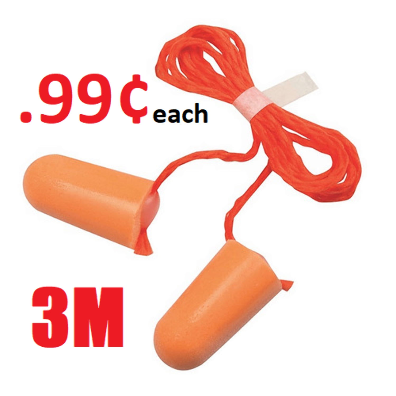 3 M 1110 Corded Foam Ear Plugs 051138290092 Orange Universal