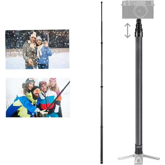 3 M/118 Inch Panoramic Camera Invisible Extension Rod Carbon Fiber 1/4 Inch Screw Replacement for Insta 360 ONE X/ONE X2/ ONE R ONE RS X2 R X Panoramic Camera Action Camer(Black)