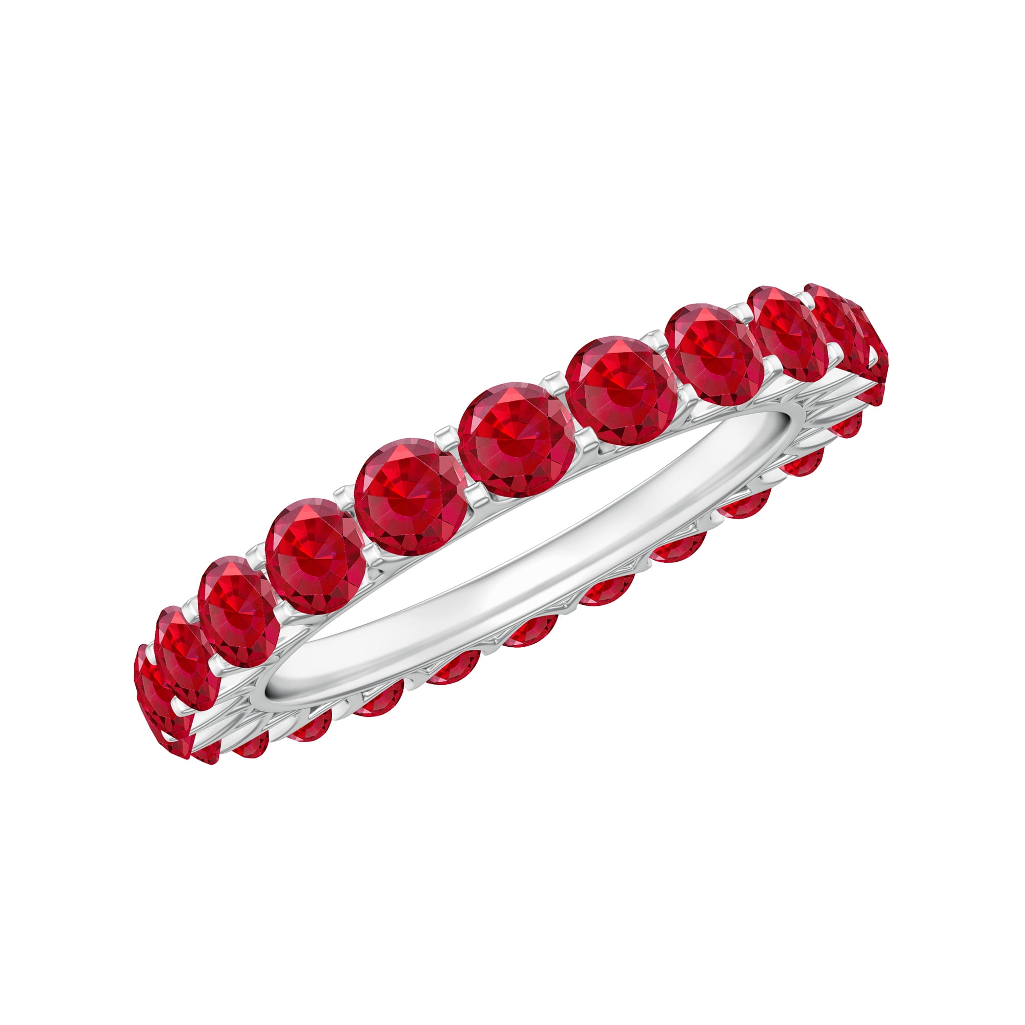 3 MM Beautiful Lab Created Ruby Eternity Ring for Women, 925 Sterling ...