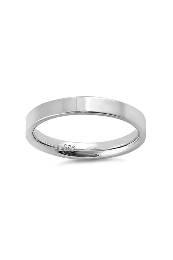 3 MM Stackable Band 925 Sterling Silver Platinum Plated Women Mother's Day Gift Ring Jewelry