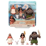 Disney Moana Character Set with 3 Small Dolls, 2 Animal Friends & 2 Accessories, Inspired by Movie