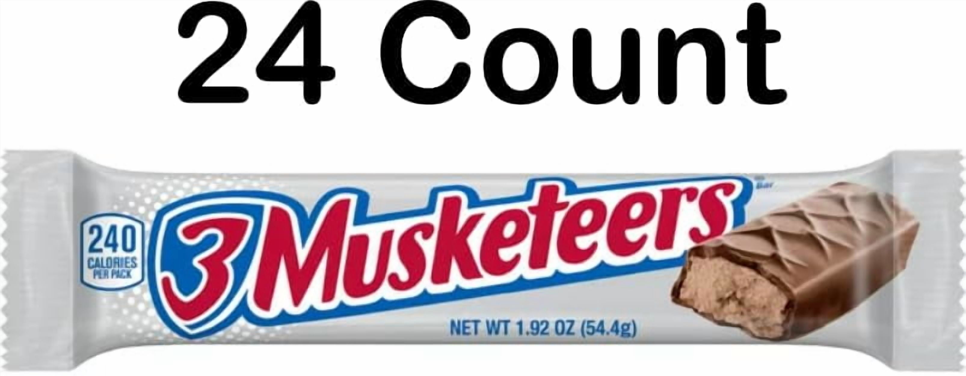 3 MUSKETEERS Candy Milk Chocolate Bars, Full Size, 1.92 oz Bar (Pack of 24) Box
