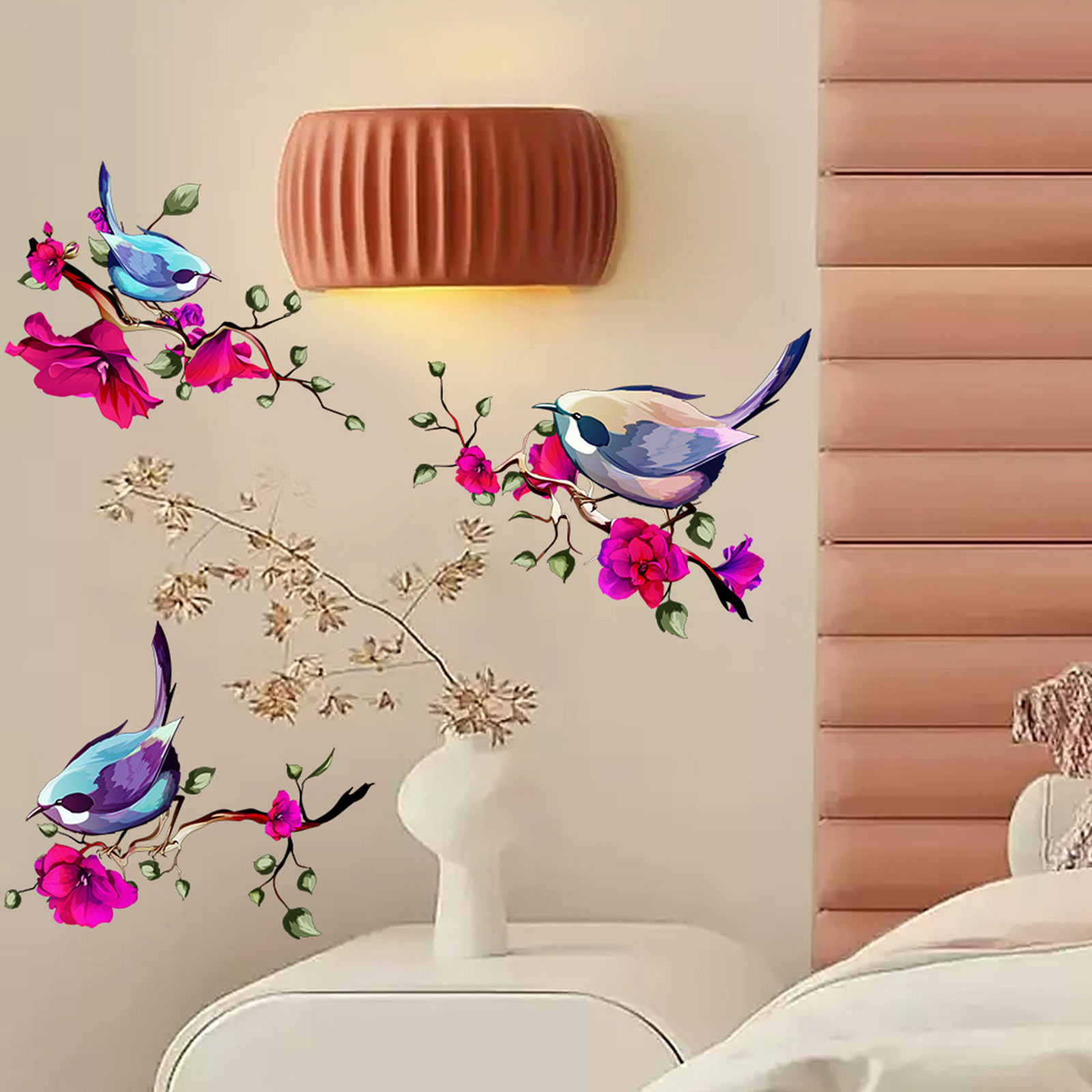 3 Magpie Branches Colored Stickers Living Room Bedroom Decorative Wall