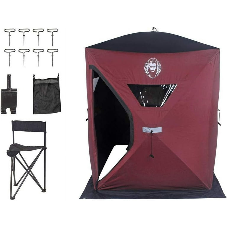 3 Man ICE SHELTER KIT W/1 Chair, ICE Anchor Drill Adapter And MESH Storage  Pouch 