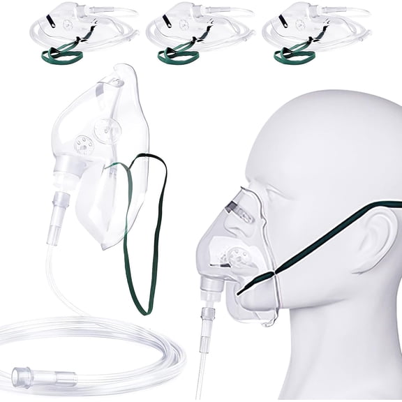 3 Mask for Adult Face with 7' Tube & Adjustable Elastic Strap- Size XL (Clear)