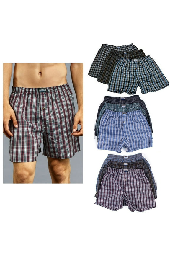 3 Men Knocker Boxer Trunk Plaid Shorts Underwear Cotton Briefs Elastic 3XL 50-52