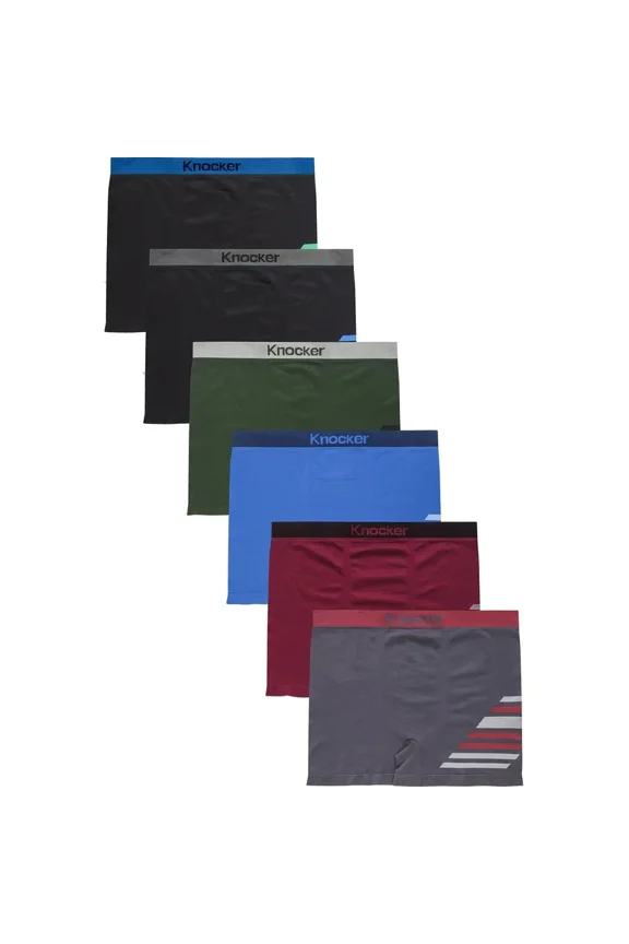 3 Men Seamless Boxer Briefs Microfiber Compression Underwear #61 Stripe One Size