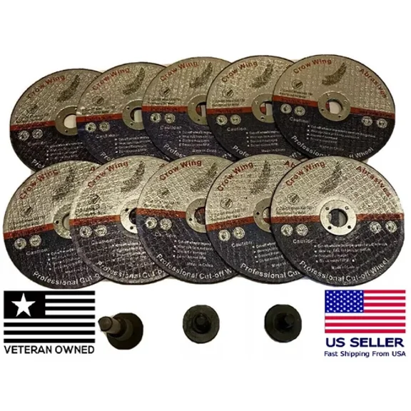 3 Metal Cut-Off Wheels Disc (10 Pack) With 3 Pc 1/4 Mandrel, Arbor, Shank