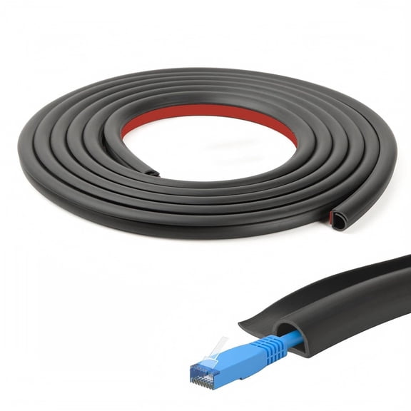 3-Meter Acoustic Panel Cable Raceway, Self-Adhesive Black Wire Cover with Side Opening, Cord Management for Home Entertainment and Christmas Decorations