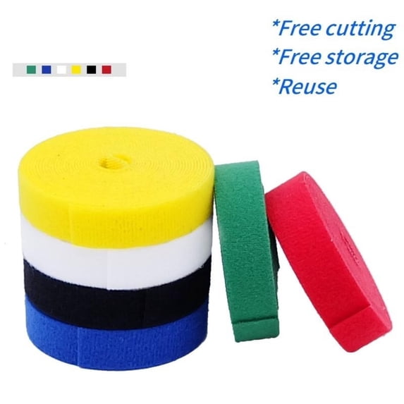 3 Meters*6PCS Free-Cut Cord Cable Ties 12mm Wide Cables Organizer Wire Winder Clip Earphone Holder Mouse Cords Management Wires Holder