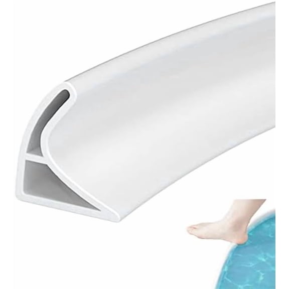 3 Meters Curved Groove Shower Threshold Water Barrier, Wet Room Floor Barrier Dam,Shower Tray Sealing Strip,Bathroom Floor Seal Trim,Sink Bathtub Countertop Water Retaining Strip(White,4cm H*3cm W)