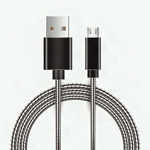 3' Micro USB Metal Snake Cable with Aluminum Connectors Gray