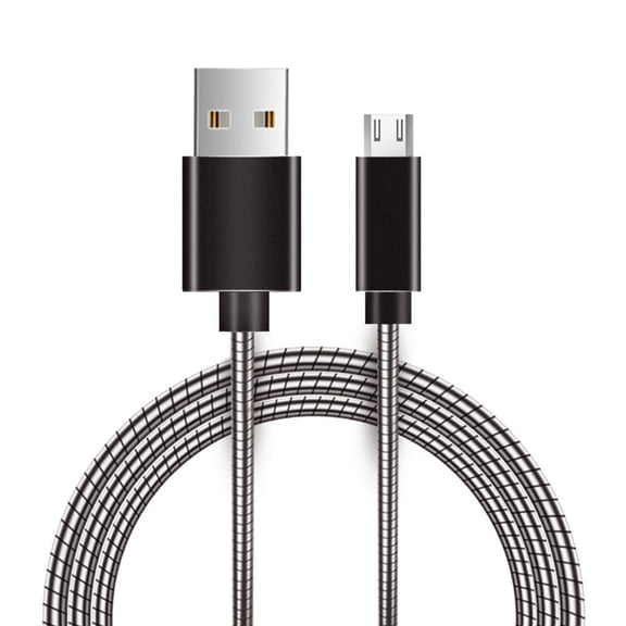 3' Micro USB Metal Snake Cable with Aluminum Connectors Gray