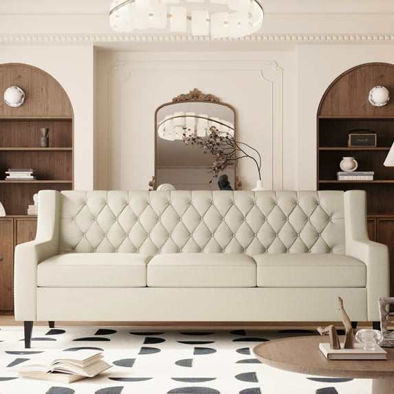 3 Mid Century Modern - 78.75'' With Fabric And Cushion Ideal For Living Room, Bedroom, Apartment Modern, Frame Style