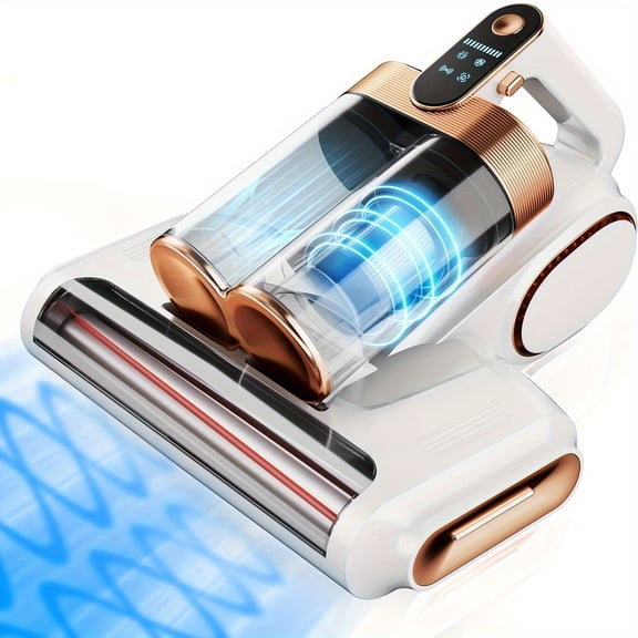 3-Min Fast Charging Cordless Mattress Vacuum Cleaner - 18KPa Suction 253.7nm UV+80000RPM Sonic, USB Rechargeable Double Cup for Beds/Sofas/Carpets