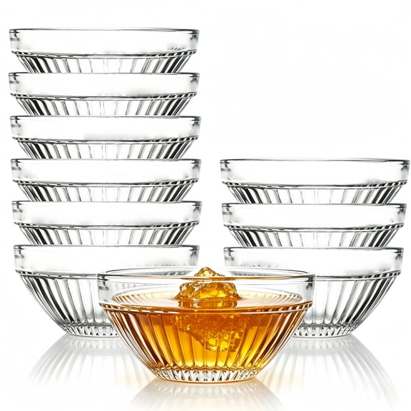 3 in Mini Glass Pinch Bowls, 2.5oz Small Prep Bowl, Mini Ingredient Bowls for Spices Sauce, Stackable Dipping Bow for Home Decor, Kitchen, and Party(10 Pack)