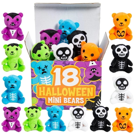 3" Mini Halloween Characters Stuffed Bears - 18 Pc.